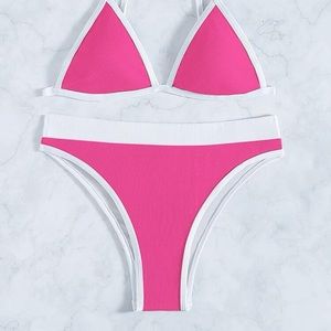 Triangle hot pink bathing suit
